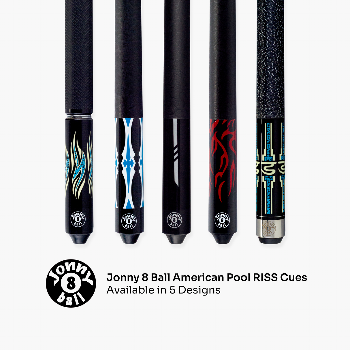 Jonny 8 Ball Mosaic Americano 2 Piece Heavy Weight Maple American Pool Cue 12mm Tip