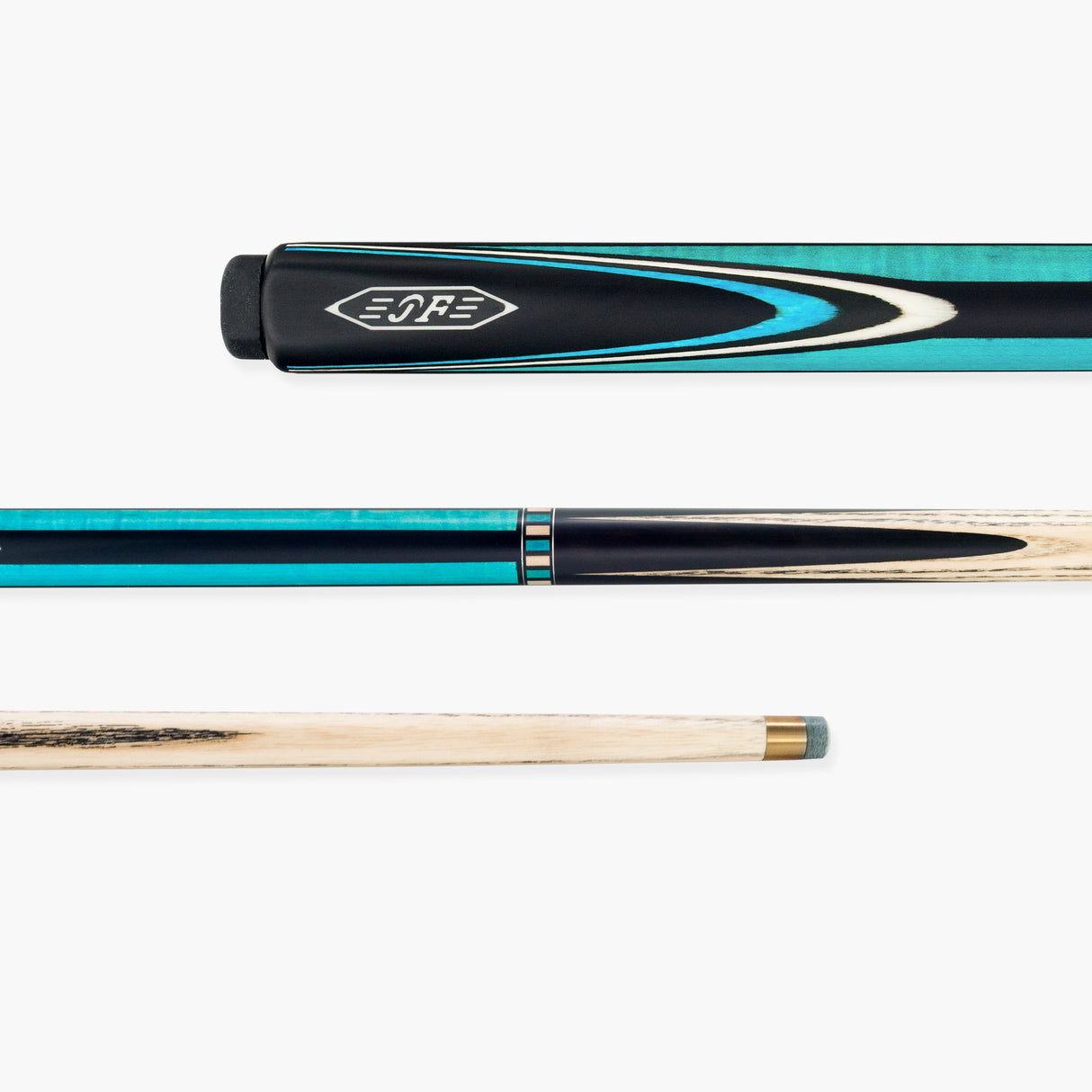 JFlowers AQUAMARINE Limited Edition 57 Inch One Piece Snooker and Pool Cue with Ebony Butt and 9.5mm Elk Master Tip
