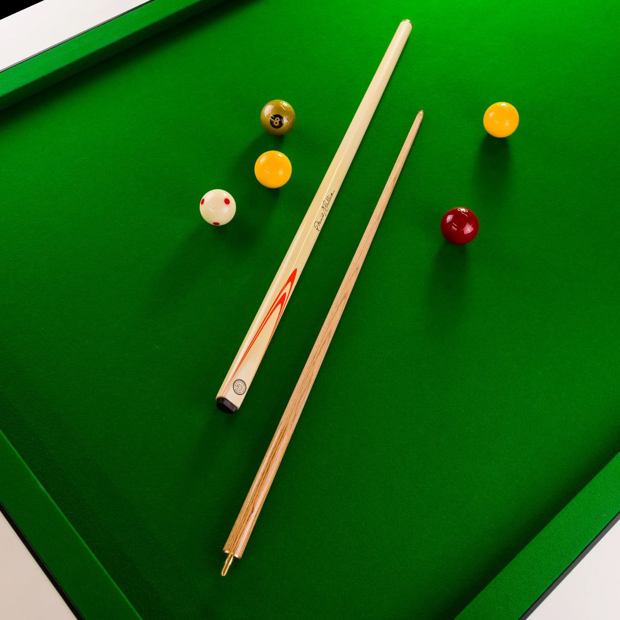 BCE Ronnie O'Sullivan ORANGE FLARE Cream Butt 2pc Ash Pool Snooker Cue 9.5mm Tip BCE