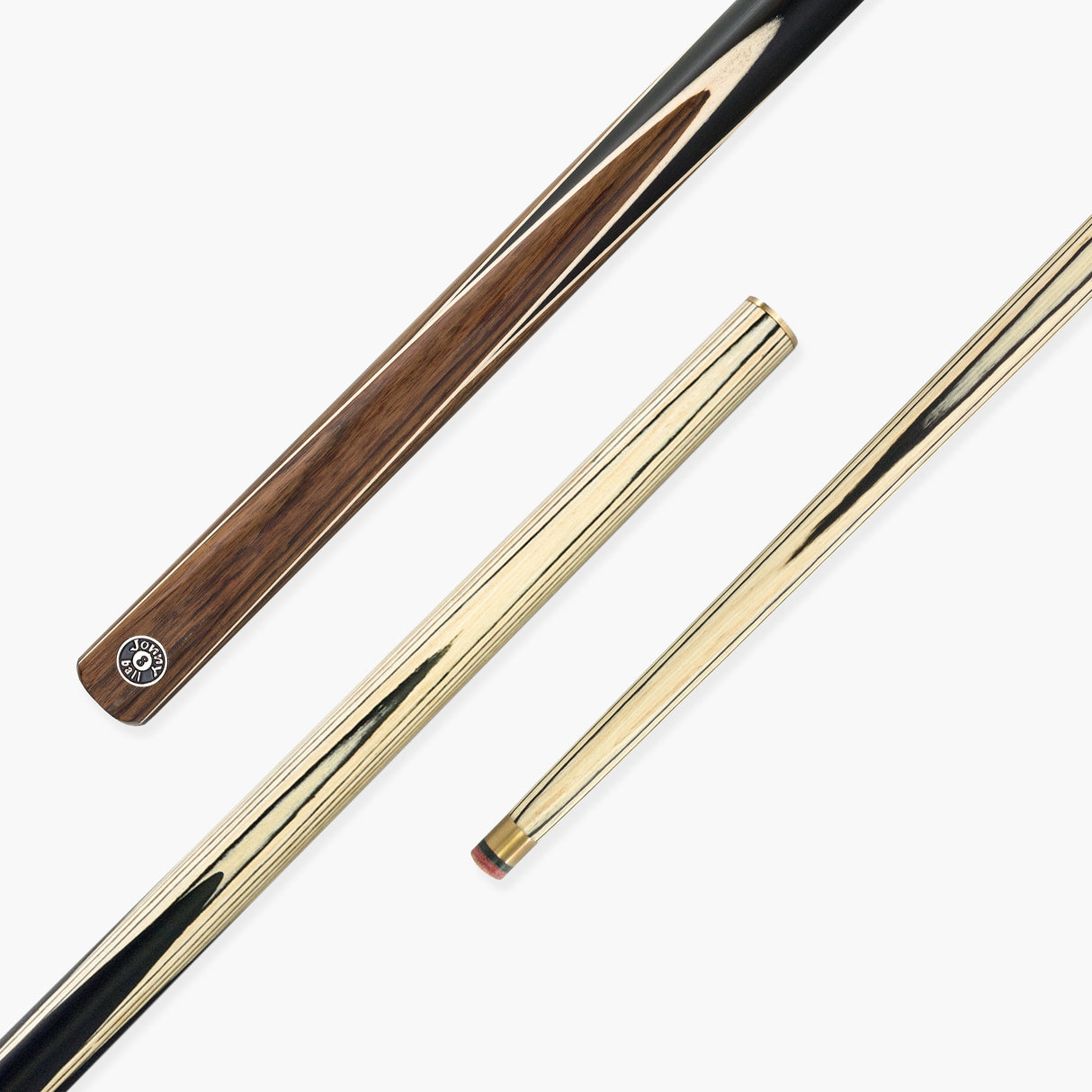 Jonny 8 Ball Walnut 57 Inch Two Piece English Pool Cue and Case Set 8.5mm Red Layered Tip