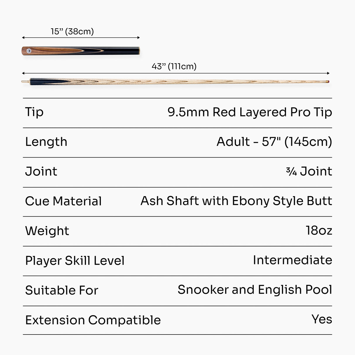 PRO147 Pearl Series Hazel Burl 3/4 Joint Deluxe Cue and Case Set with 9.5mm Professional Red Leather Tip