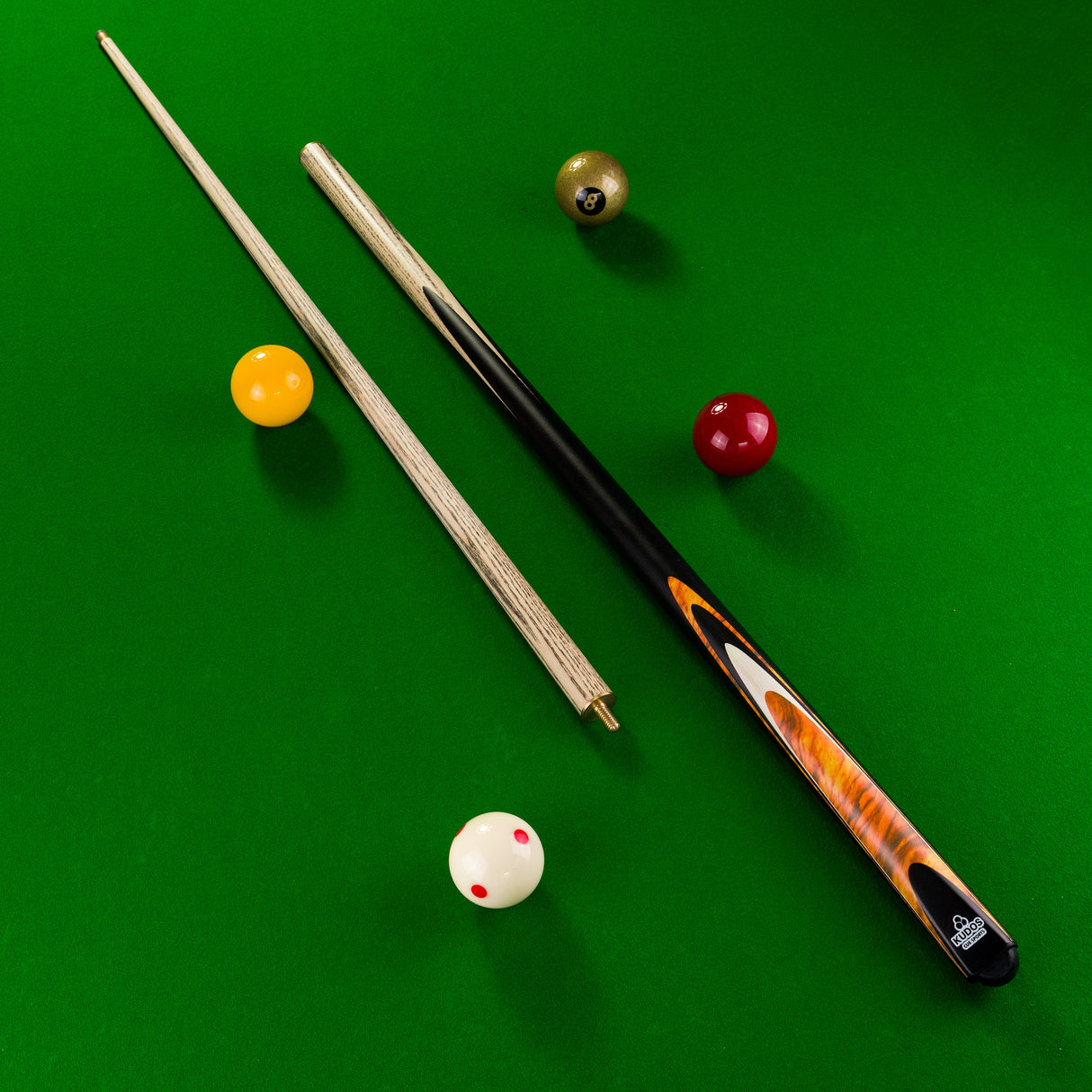 Kudos Bullet 2 Piece Centre Joint Ash Snooker Pool Cue and Case Set with 9.5mm Tip