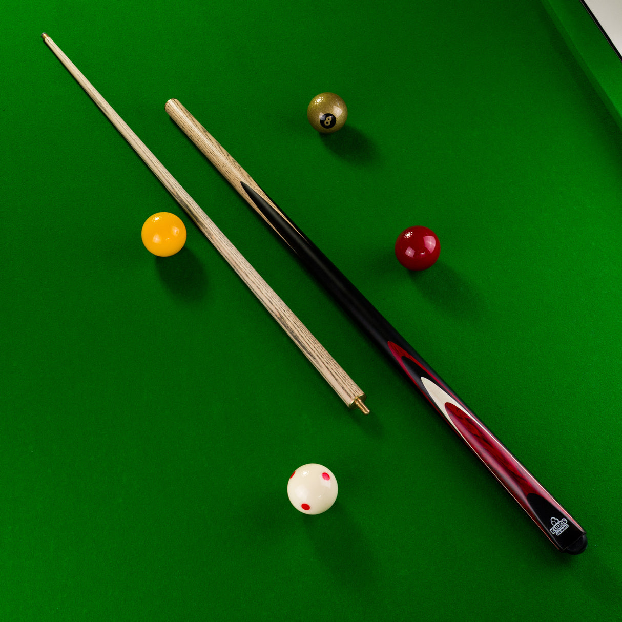 Kudos Red Bullet 57 Inch 2 Piece Centre Joint Ash Snooker Pool Cue with 9.5mm Tip