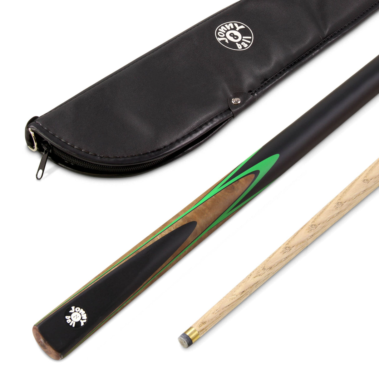 Jonny 8 Ball 42 Inch 2 Piece VANQUISH Junior Kids Snooker Pool Cue and SOFT CASE Set 10mm Tip
