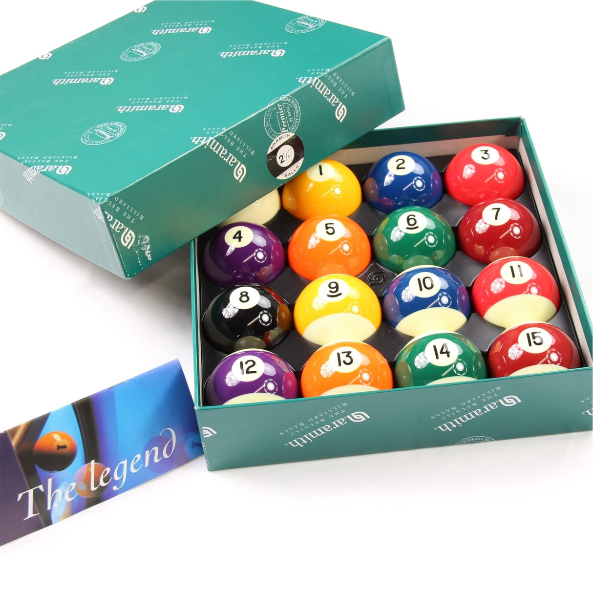 2 1/16 Inch Aramith Premier SNOOKER Spots and Stripes Balls