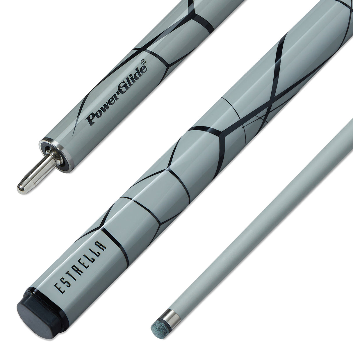 PowerGlide Estrella Fiberglass 57 Inch 2 Piece Centre Joint Low Deflection Snooker Cue 10mm Tip