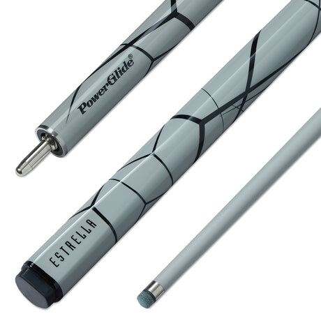 PowerGlide Estrella Fiberglass 57 Inch 2 Piece Centre Joint Low Deflection Snooker Cue 10mm Tip