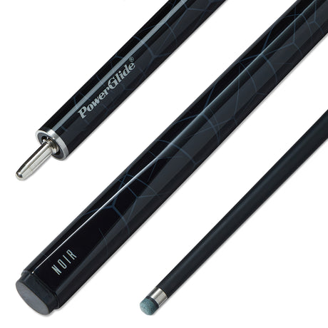 PowerGlide Noir Fiberglass 57 Inch 2 Piece Centre Joint Low Deflection Snooker Cue 10mm Tip