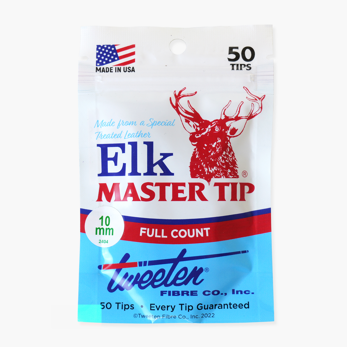 50 x 10mm Tweeten ELKMASTER Leather Snooker Pool Cue Tips (full box)