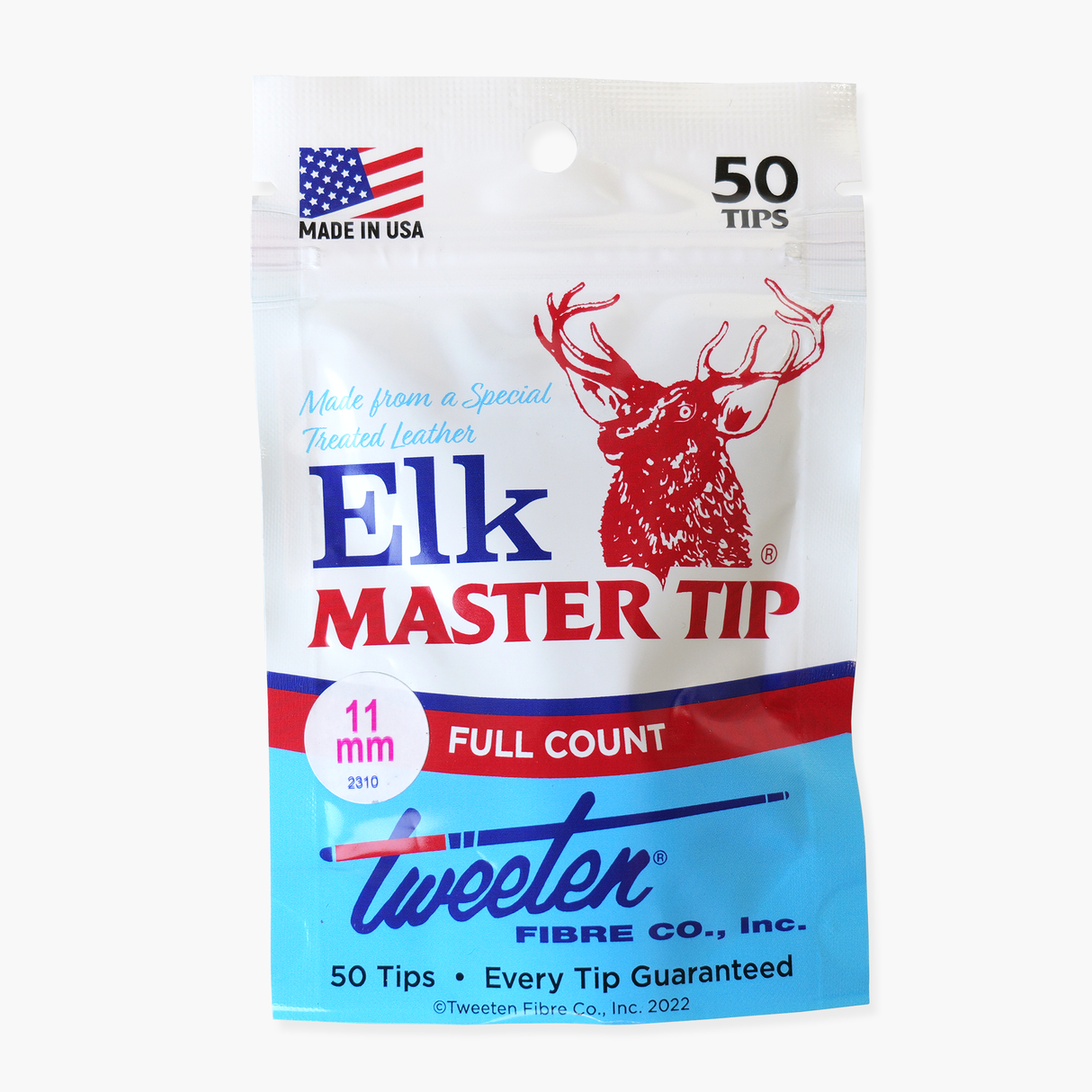 50 x 11mm Tweeten ELKMASTER Leather Snooker Pool Cue Tips (full box)