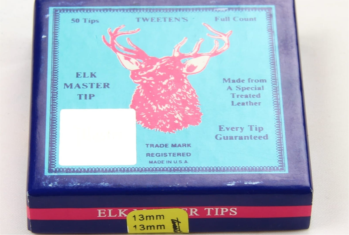 50 x 13mm Tweeten ELKMASTER Leather Snooker Pool Cue Tips (full box)