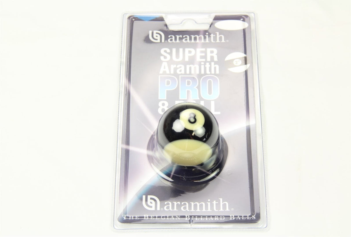 Super Aramith Pro Cup 2 Inch Striped Black 8 Ball in Blister Pack