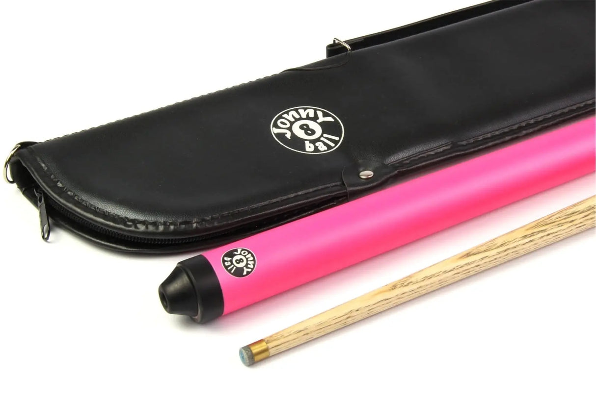 Jonny 8 Ball 48 inch PINK JET JUNIOR 2pc Ash Pool Snooker Cue & SOFT CASE Jonny 8 Ball
