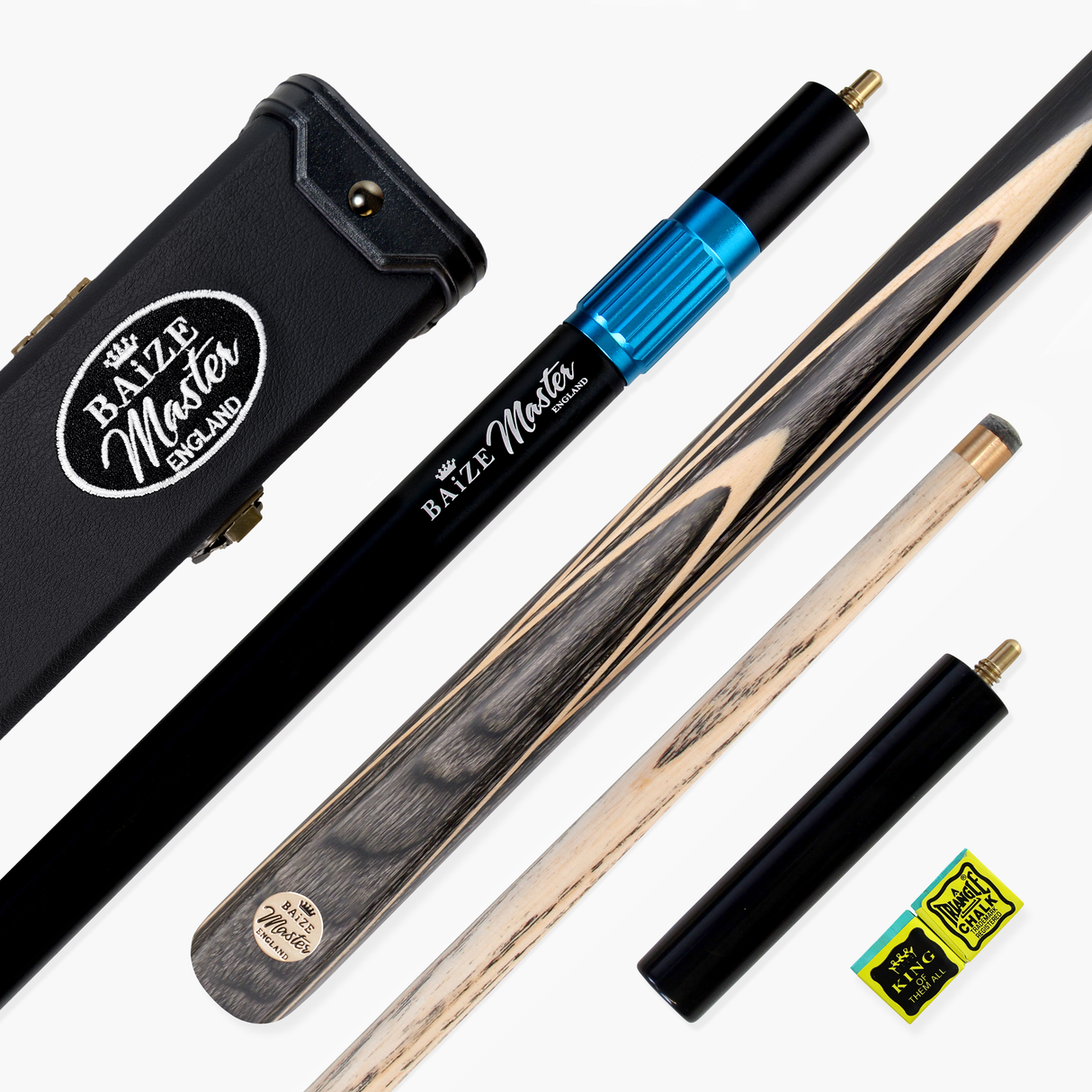 Baize Master MAPLE EMPEROR SNOOKER CUE SET with Case 2 x Extensions and Chalk