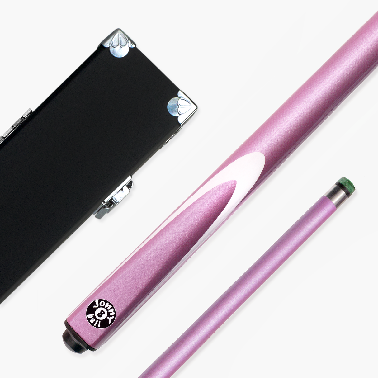 Jonny 8 Ball Inferno 2 Piece Graphite Fiberglass Cue and Case Set 9.5mm Green Layered Tip