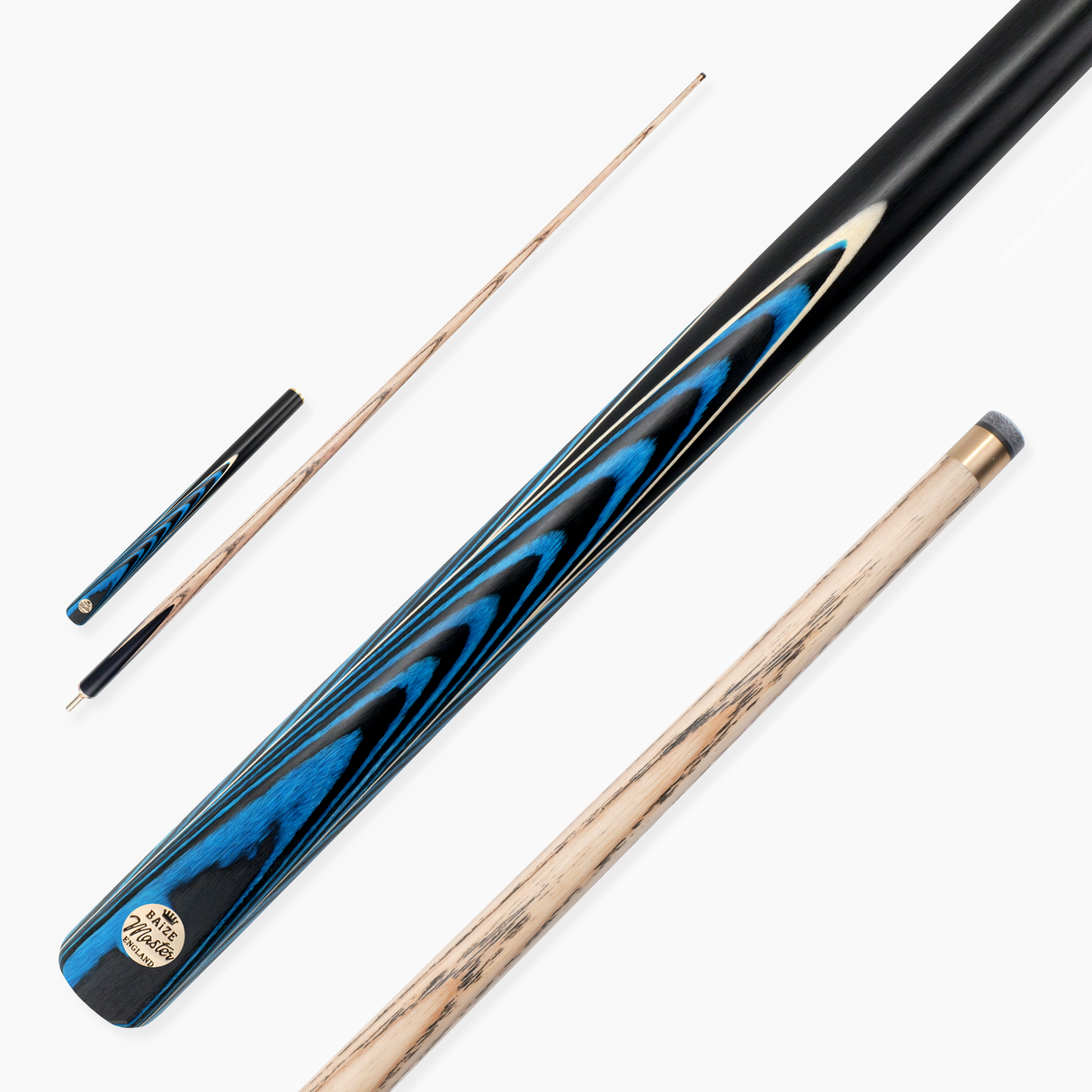 Baize Master Azure Centurion 58 Inch 3/4 Joint Hand Spliced Snooker and Pool Cue with 9.5mm Pro Impact Hybrid Tip Baize Master