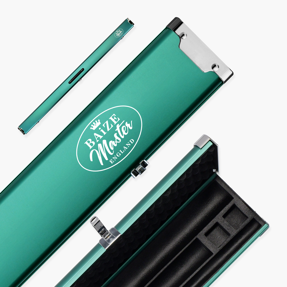 Baize Master Prestige 1 Piece Luxury Metal Cue Case - Holds 2 x 1 Piece Cues + Extensions + Accessories