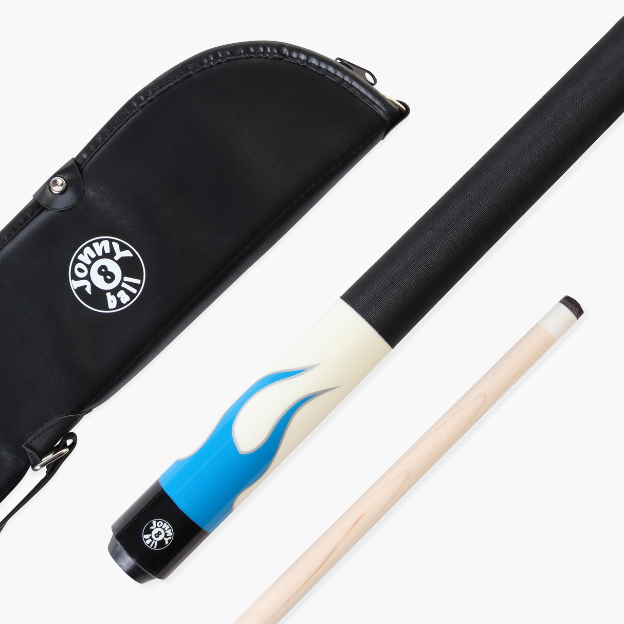 Jonny 8 Ball Flame 58" Maple Pool Snooker Cue with 11mm Tip and Heavy Duty Vinyl Soft Case
