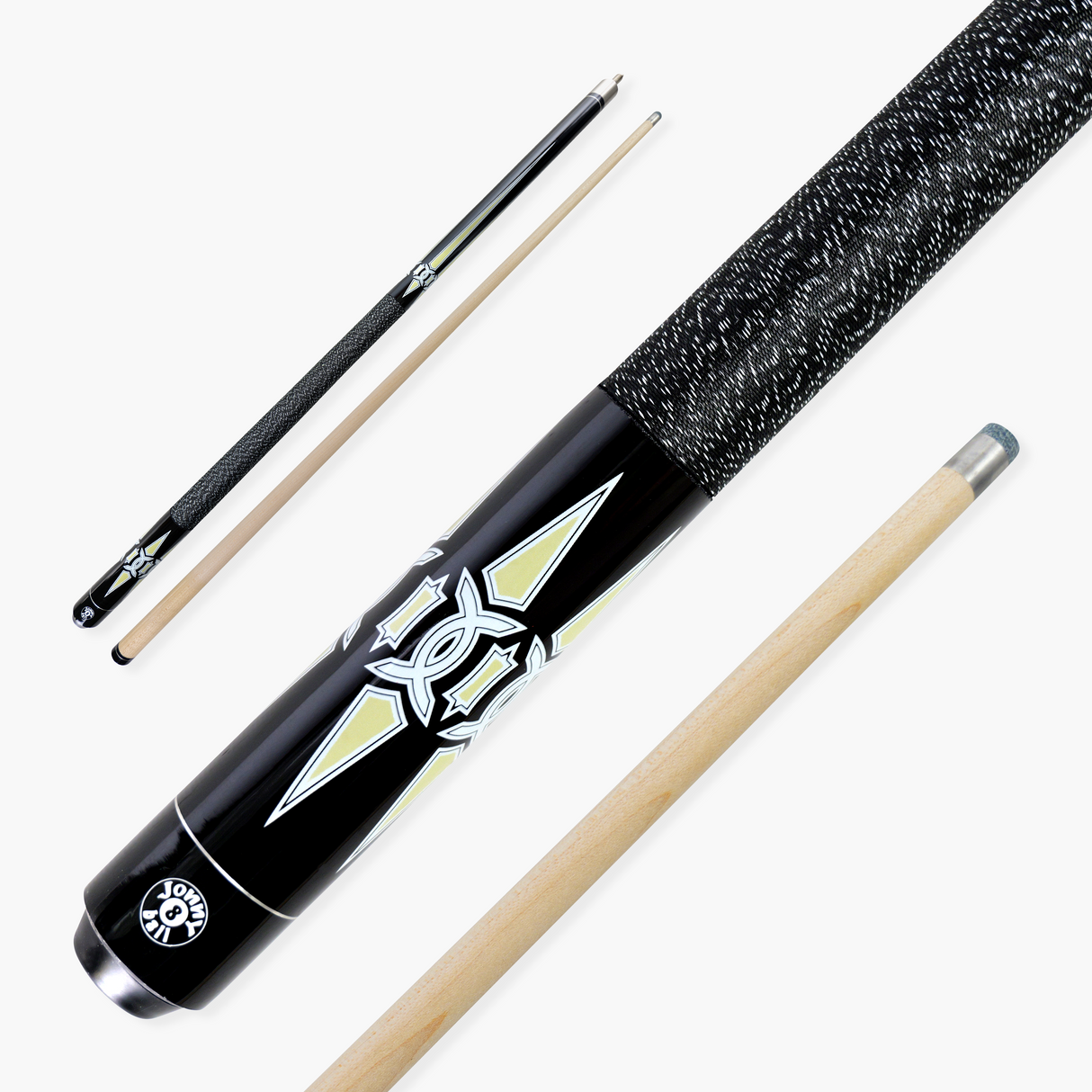 Jonny 8 Ball Geometric 57 Inch 2 Piece Snooker Pool Cue 10mm Tip