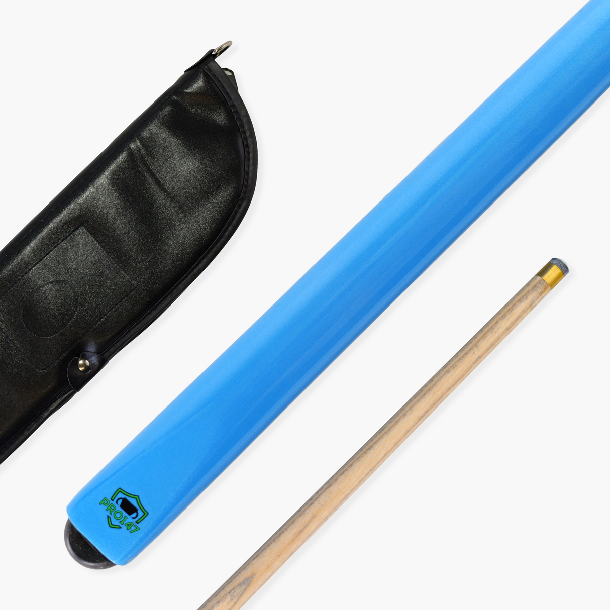 PRO147 SKY BLUE Butt 57 Inch 2 Piece Snooker Pool Cue and Case Set with 9.5mm Tip