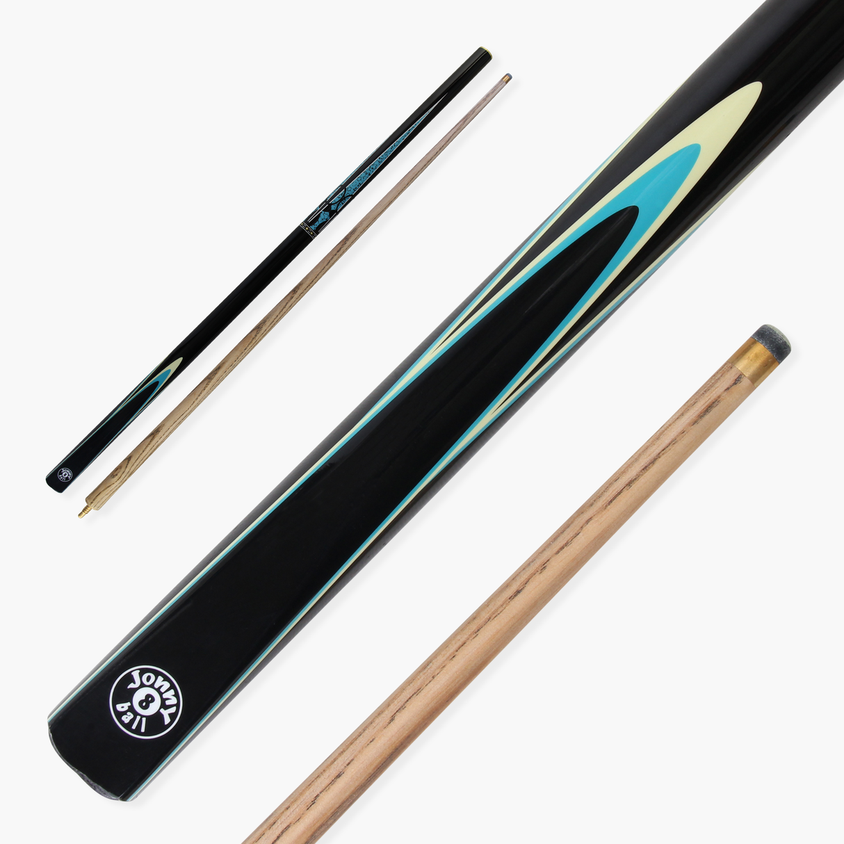 Jonny 8 Ball TRIDENT 57 Inch 2 Piece Centre Joint Ash Snooker Pool Cue with 9.5mm Tip
