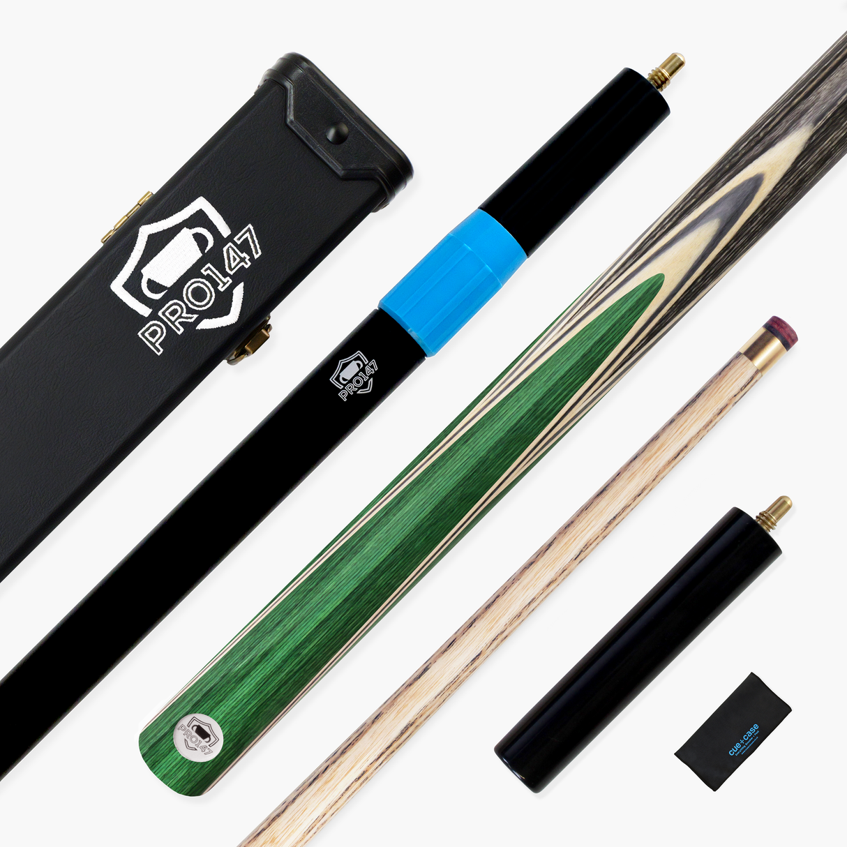 PRO147 TRIUMPH 3/4 Joint Premium Ash Snooker and Pool Cue and Case Set with 9.5mm Professional Layered Tip