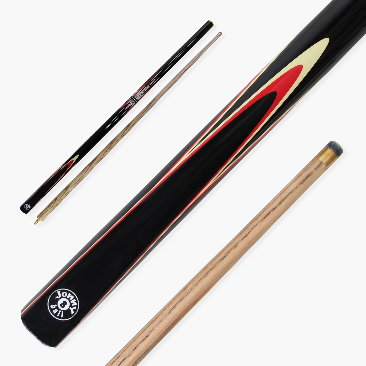 Jonny 8 Ball TRIDENT 57 Inch 2 Piece Centre Joint Ash Snooker Pool Cue with 9.5mm Tip