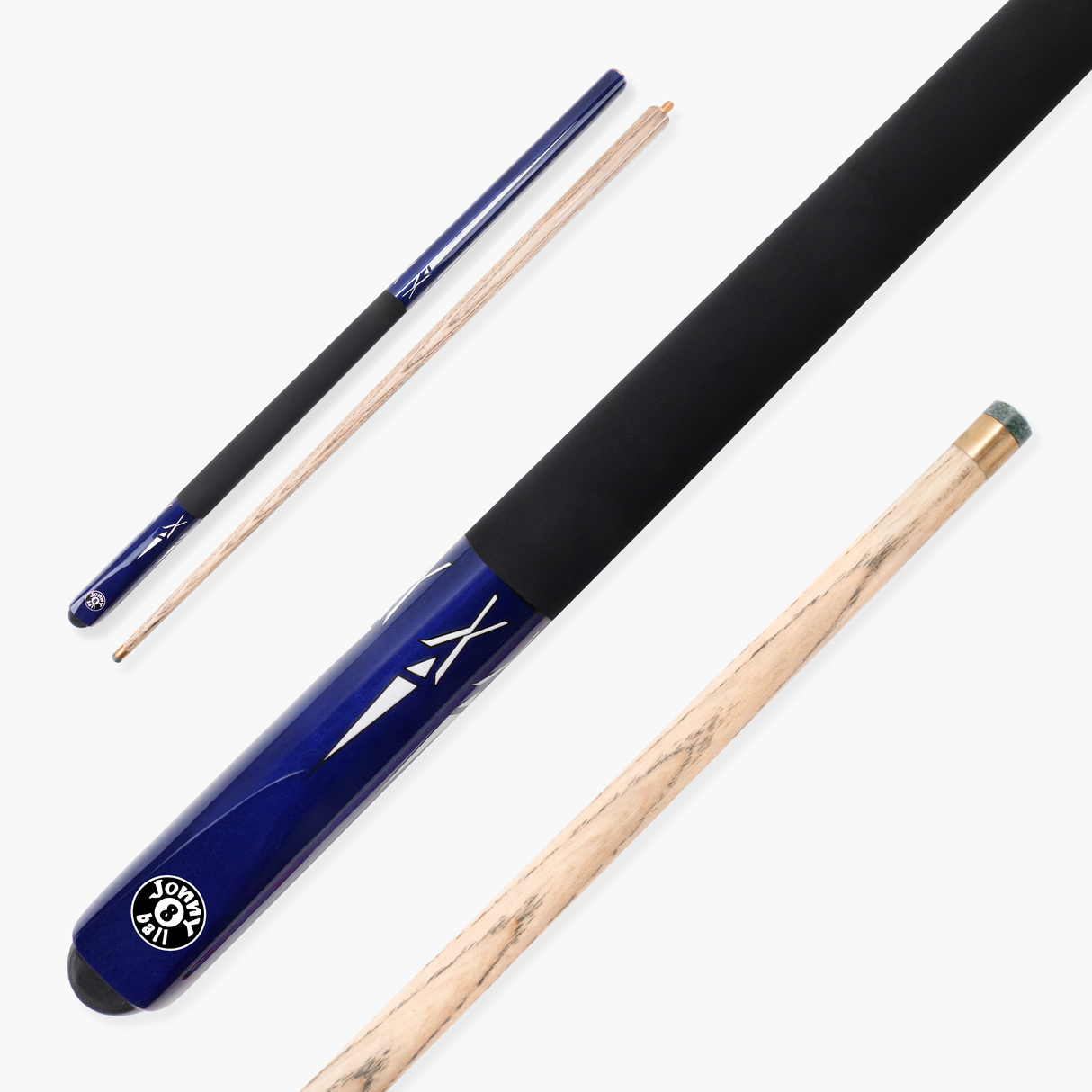 Jonny 8 Ball BLUE TORPEDO 48 Inch 2 Piece Junior Kids Snooker Pool Cue 9.5mm Tip