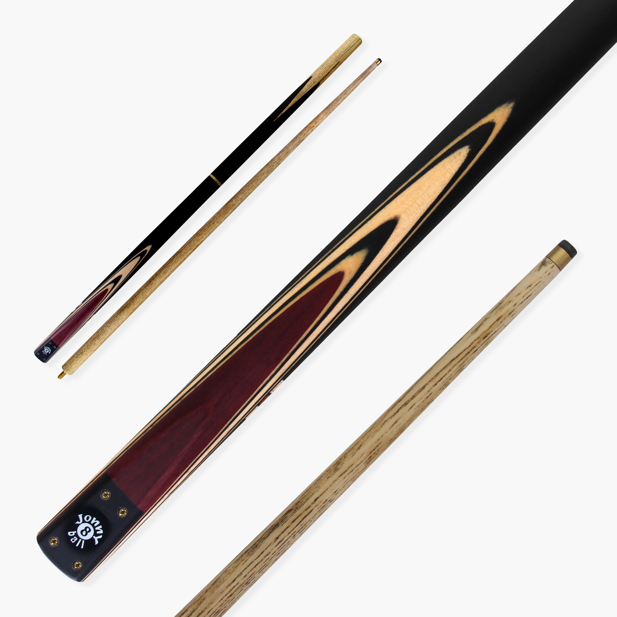 Jonny 8 Ball 57 Inch 3 Piece Length Adjustable Snooker Pool Cue 9mm Tip - Shorten to 44"