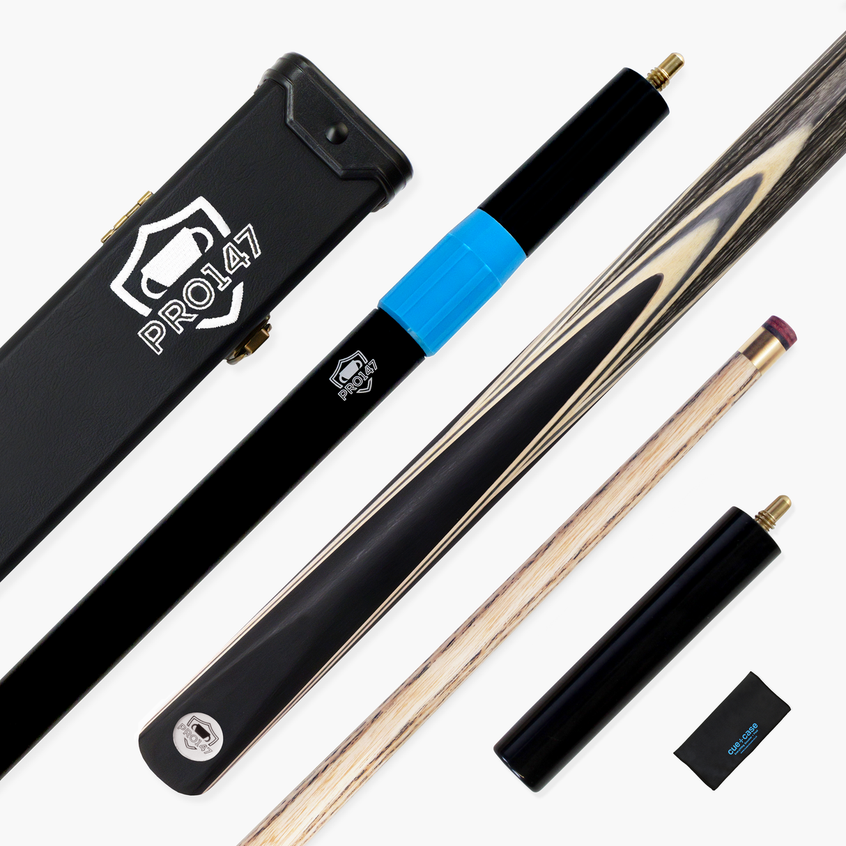 PRO147 TRIUMPH 3/4 Joint Premium Ash Snooker and Pool Cue and Case Set with 9.5mm Professional Layered Tip