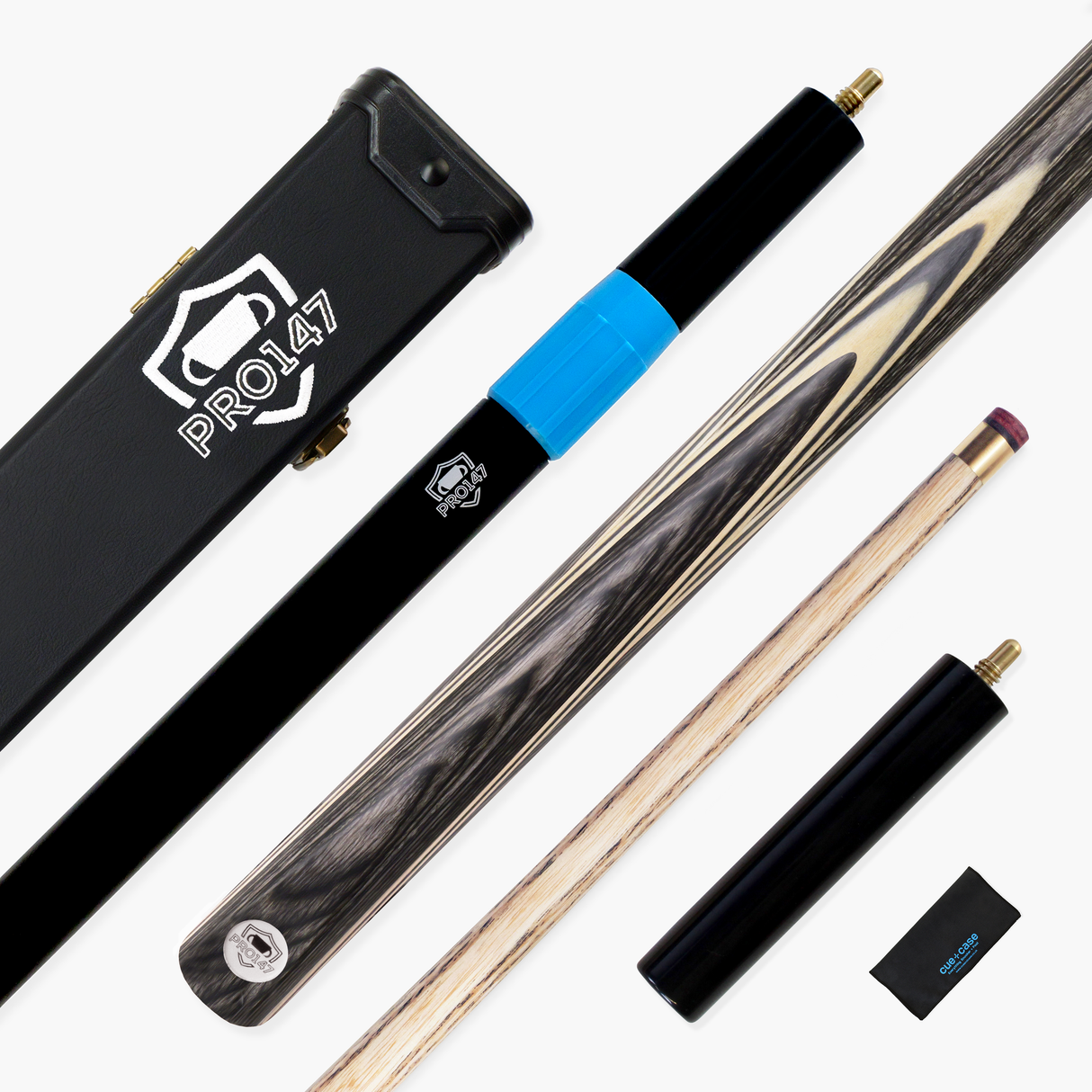 PRO147 TRIUMPH 3/4 Joint Premium Ash Snooker and Pool Cue and Case Set with 9.5mm Professional Layered Tip