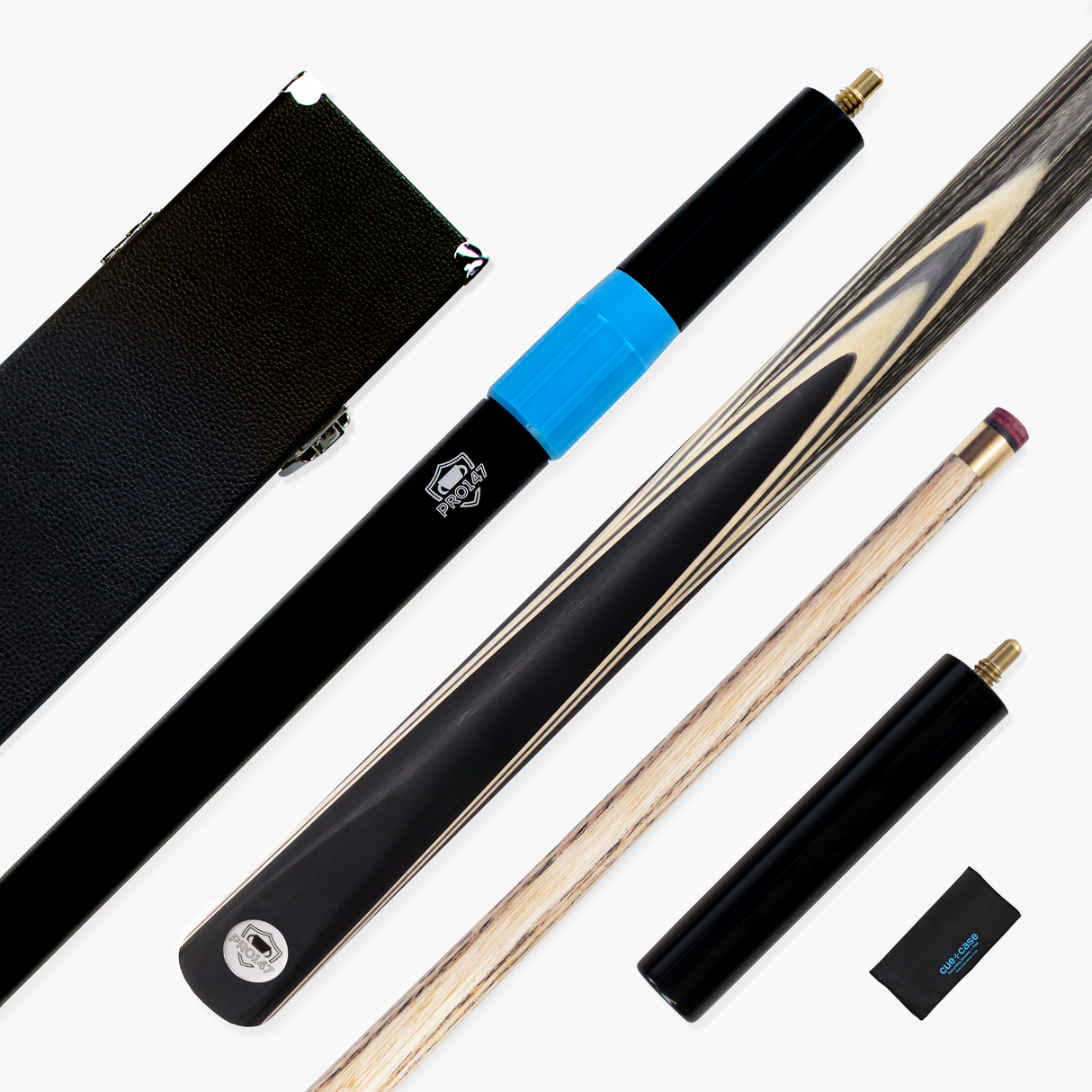PRO147 TRIUMPH 2 Piece Premium Ash Snooker and Pool Cue and Case Set with 9.5mm Professional Layered Tip