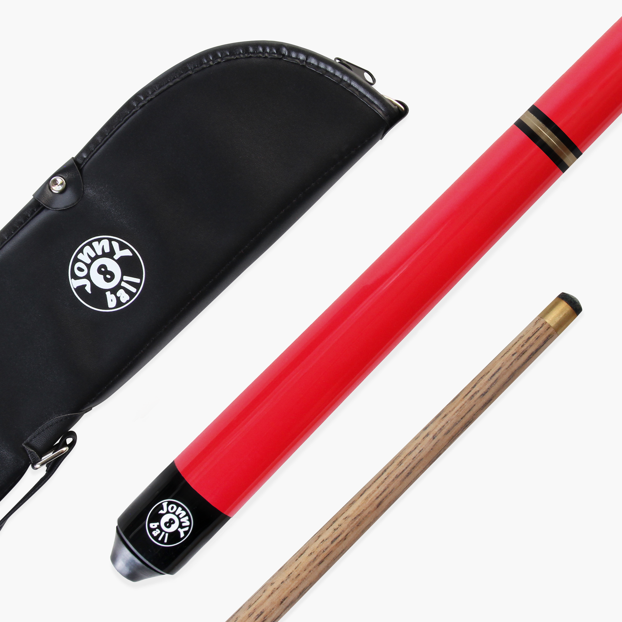 Jonny 8 Ball 48 Inch RED JUNIOR TRIAD 3 Section Pool Snooker Cue & SOFT CASE
