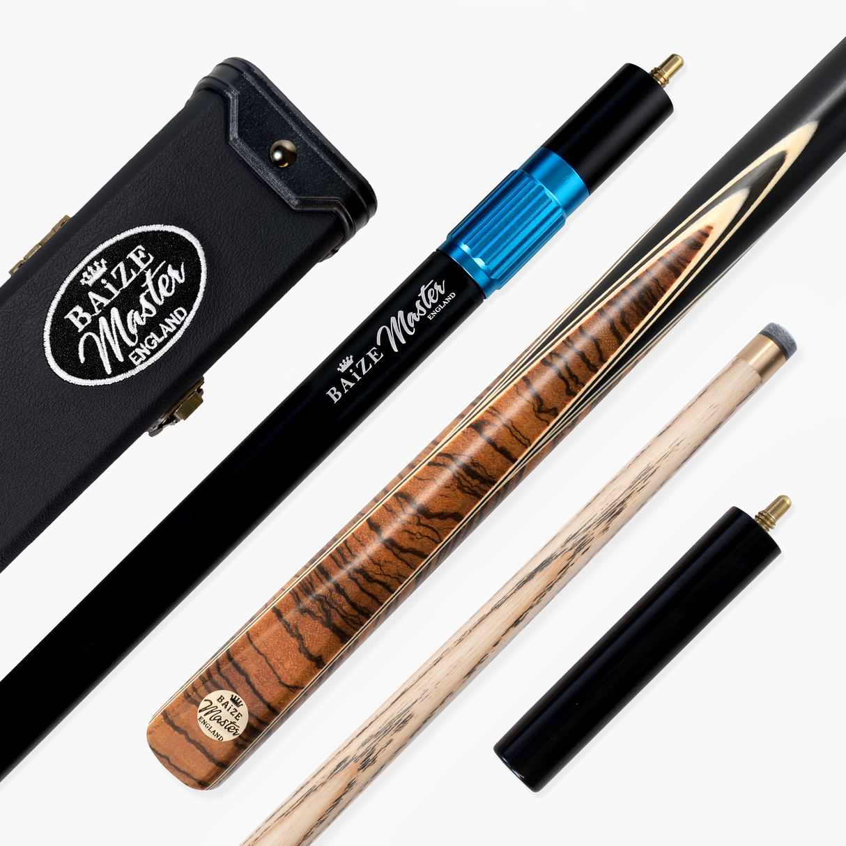 Baize Master Tiger Centurion 3/4 Joint Snooker and Pool Cue and Case Set with 9.5mm Pro Impact Hybrid Tip Baize Master