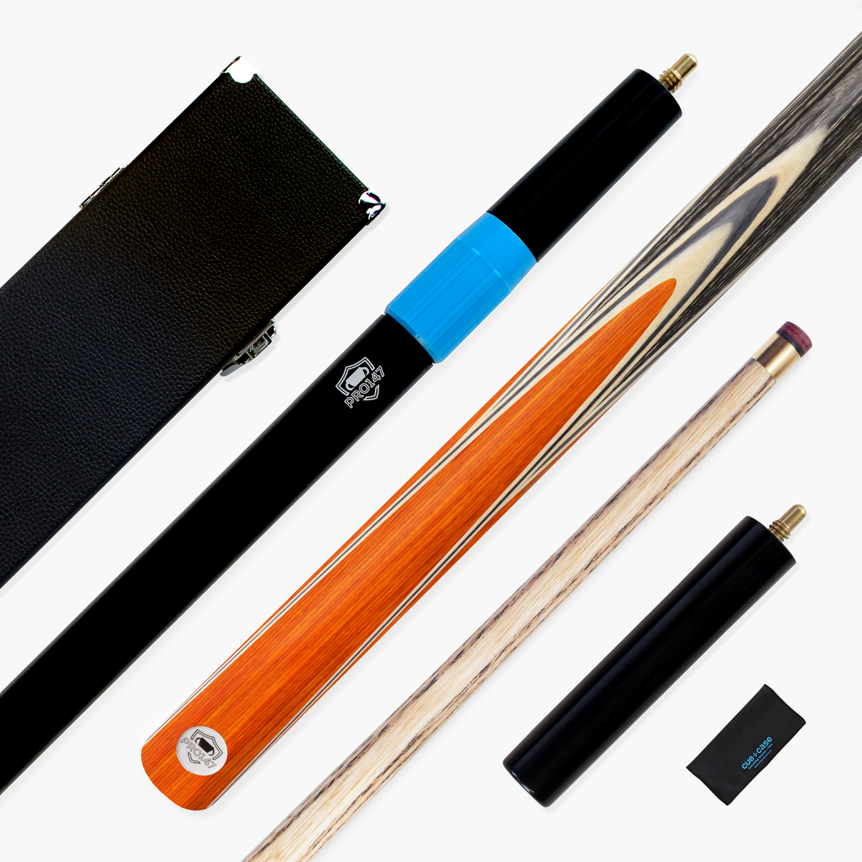 PRO147 TRIUMPH 2 Piece Premium Ash Snooker and Pool Cue and Case Set with 9.5mm Professional Layered Tip