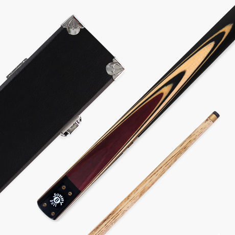 Jonny 8 Ball 57 Inch 3 Piece Length Adjustable Cue 9mm Tip - Shorten to 44 Inch + Black Reinforced Hard Case