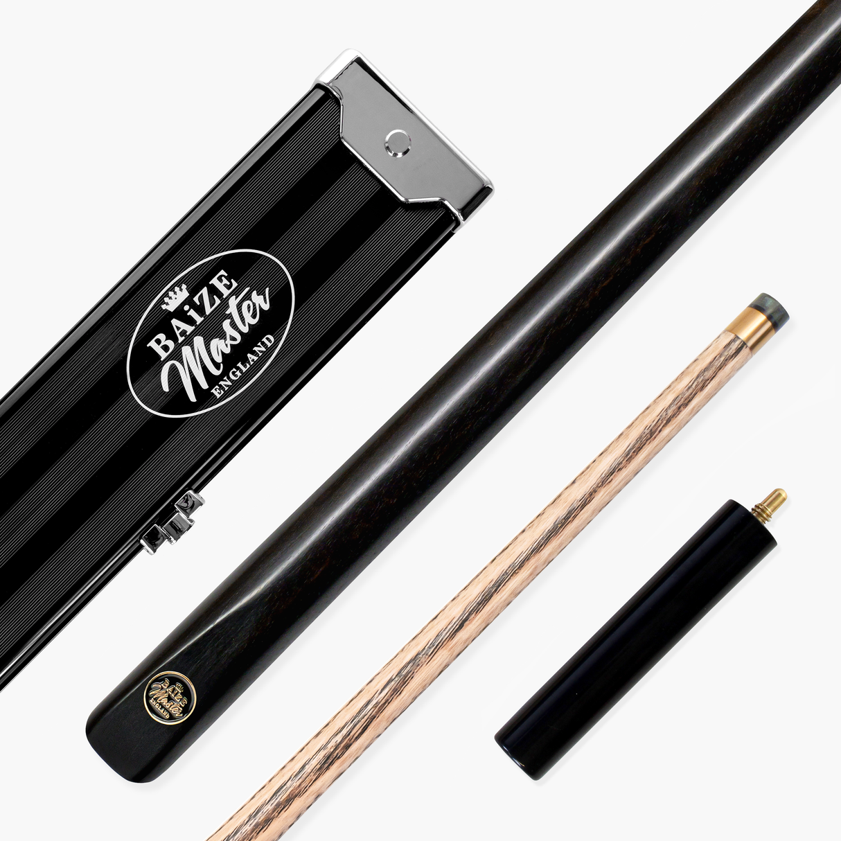 Baize Master CLASSIQUE 57 Inch One Piece Ebony Butt English Pool Cue and Case Set 8.5mm Tip