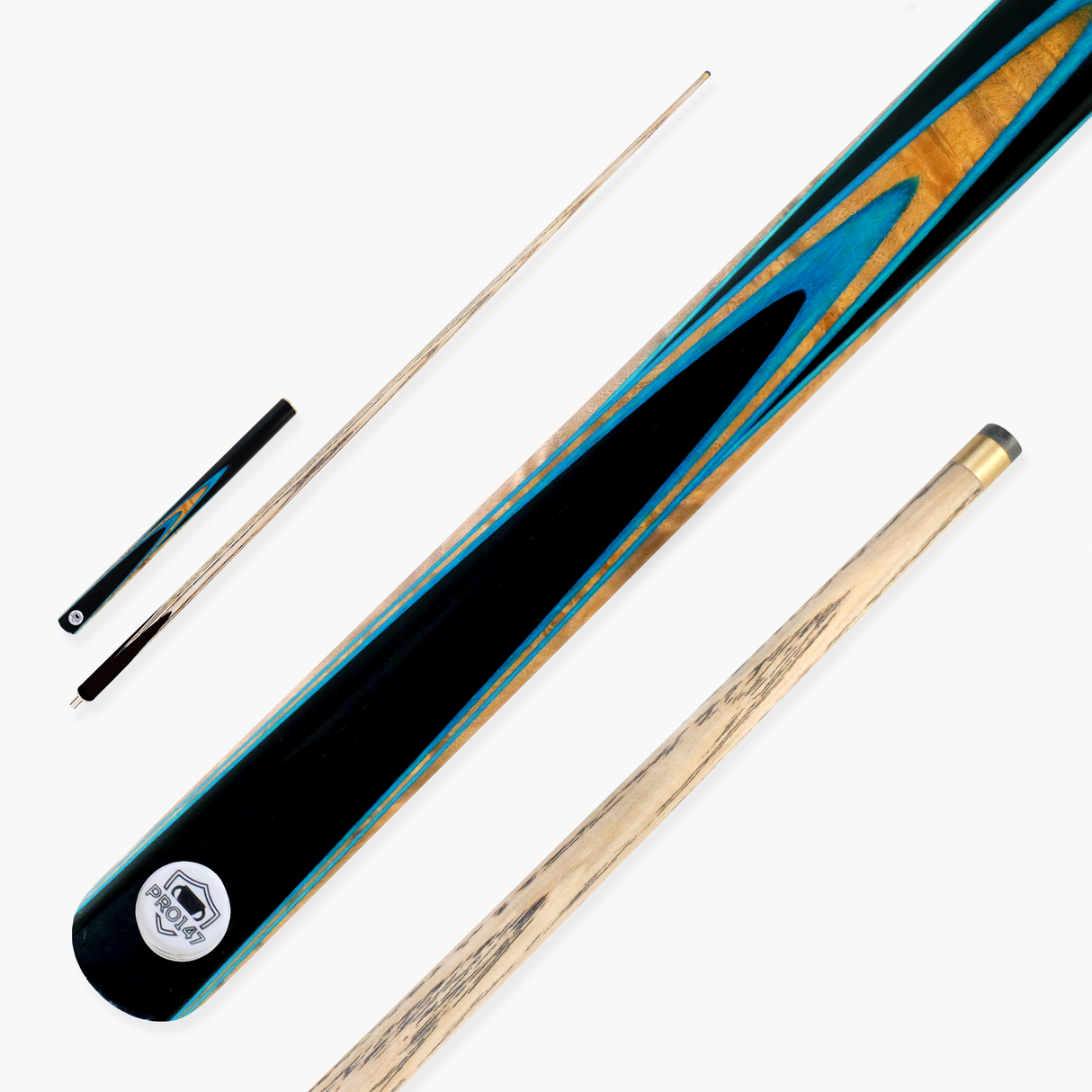 PRO147 Pearl Blue 3/4 Snooker Pool Cue 57" 9.5mm Tip | Cue + Case