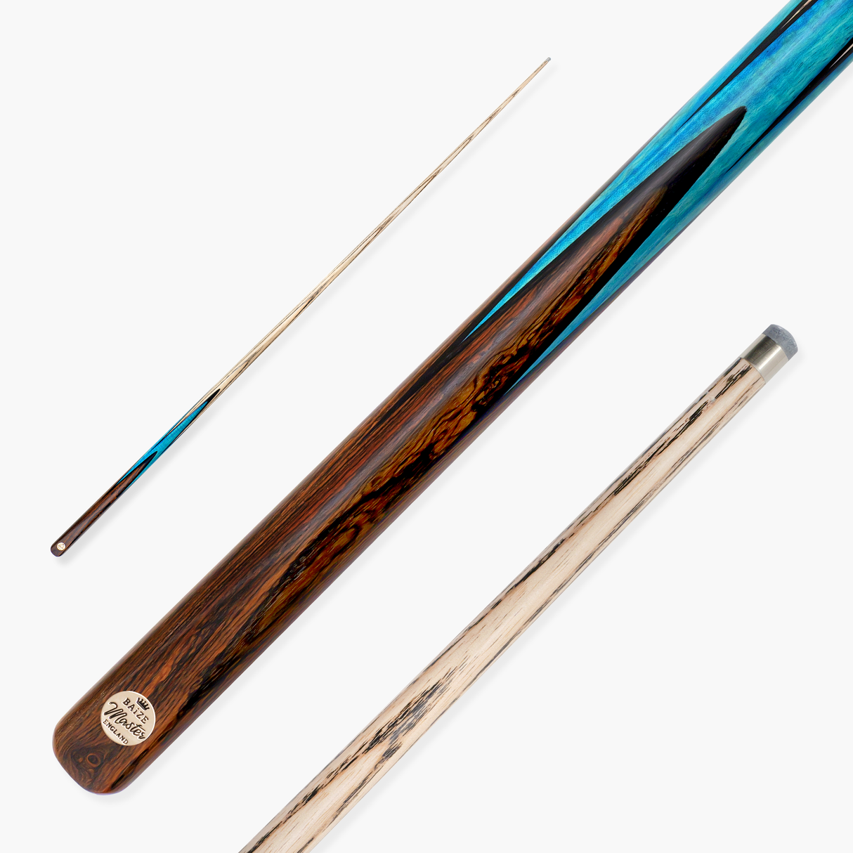 Baize Master Platinum Series BLUE FLAME 57 inch 1 Piece Luxury English Pool Cue 8.5mm Tip with Hand Fitted PRO SPIN Medium Tip - Hand Finished in the UK by Cue Care Jim using Lynch’s Cue Balm