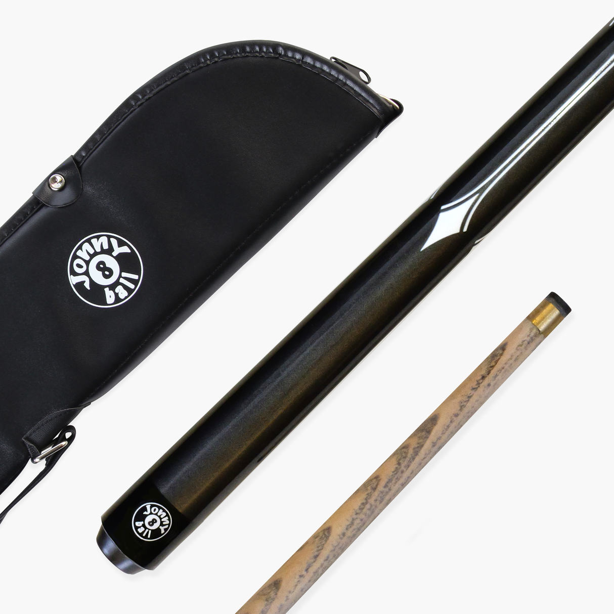 Jonny 8 Ball WHITE SPEAR 57 Inch 2 Piece Snooker Pool Cue and Case Set with 9.5mm Tip