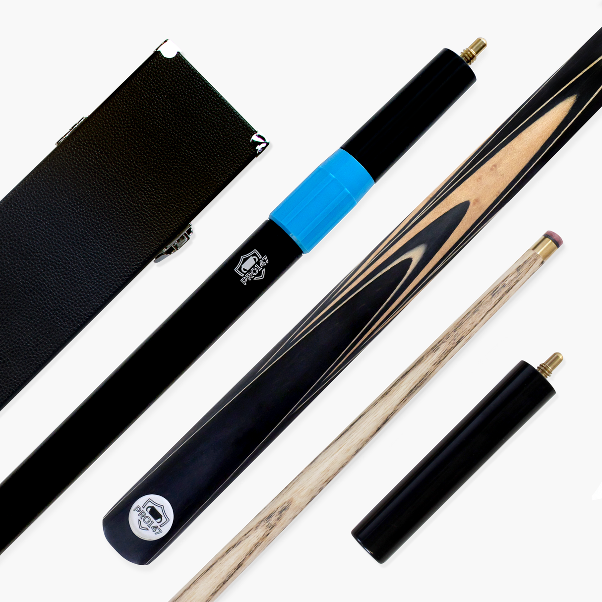 PRO147 Pearl Series Cream 57 Inch 2 Piece Snooker Pool Cue and Case Set 9.5mm Pro Leather Tip