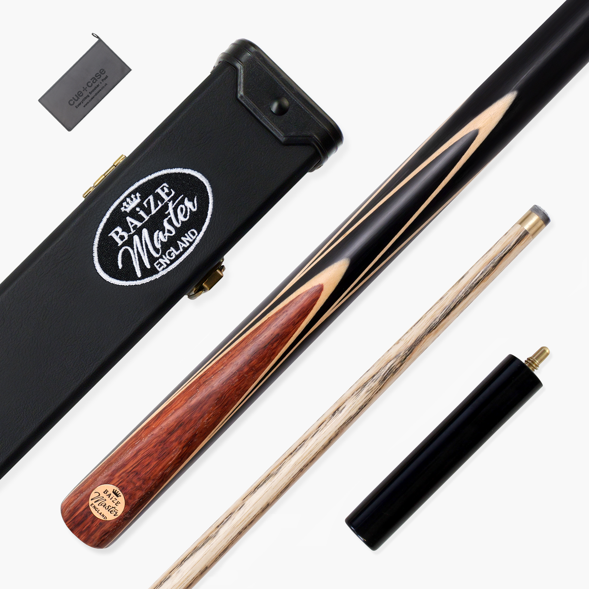 Baize Master Gold Series White Ascot 3/4 Joint English Pool Cue and Case Set with 8.5mm Tip