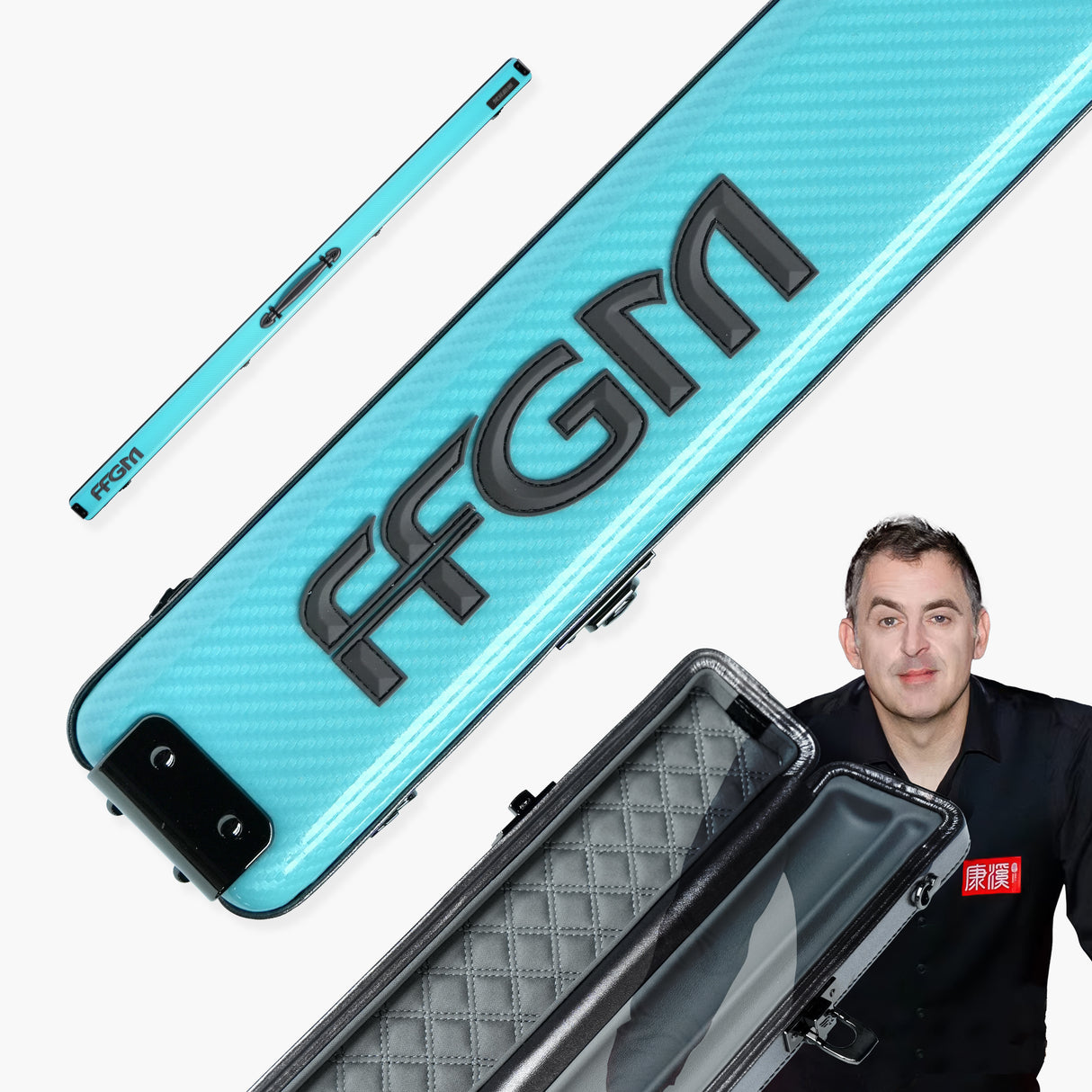 FFGM The Rocket Ronnie O'Sullivan 1 Piece 2 Slot Ultra Luxury Snooker and Pool Cue Case - Holds 2 x One Piece Cues