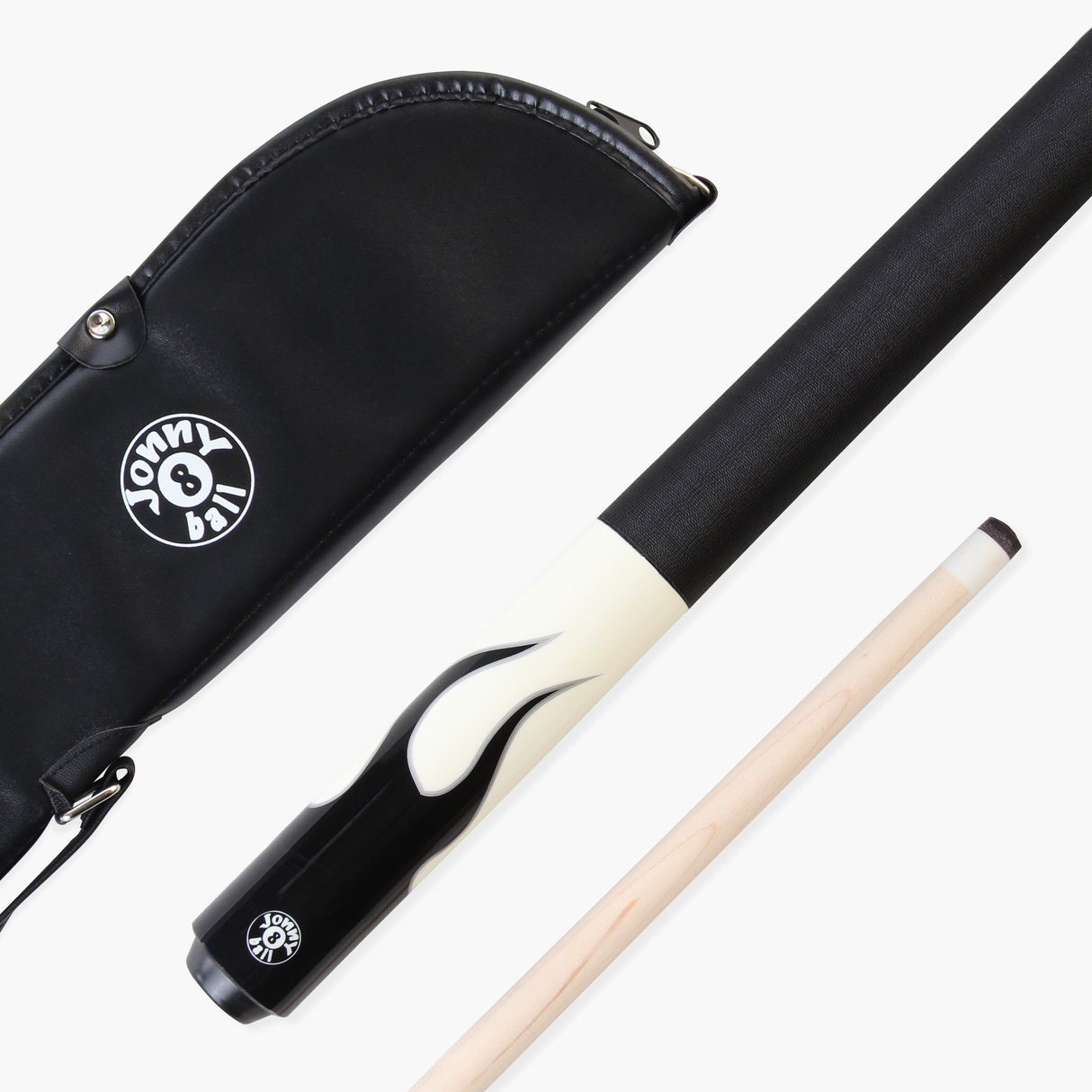 Jonny 8 Ball Flame 58" Maple Pool Snooker Cue with 11mm Tip and Heavy Duty Vinyl Soft Case