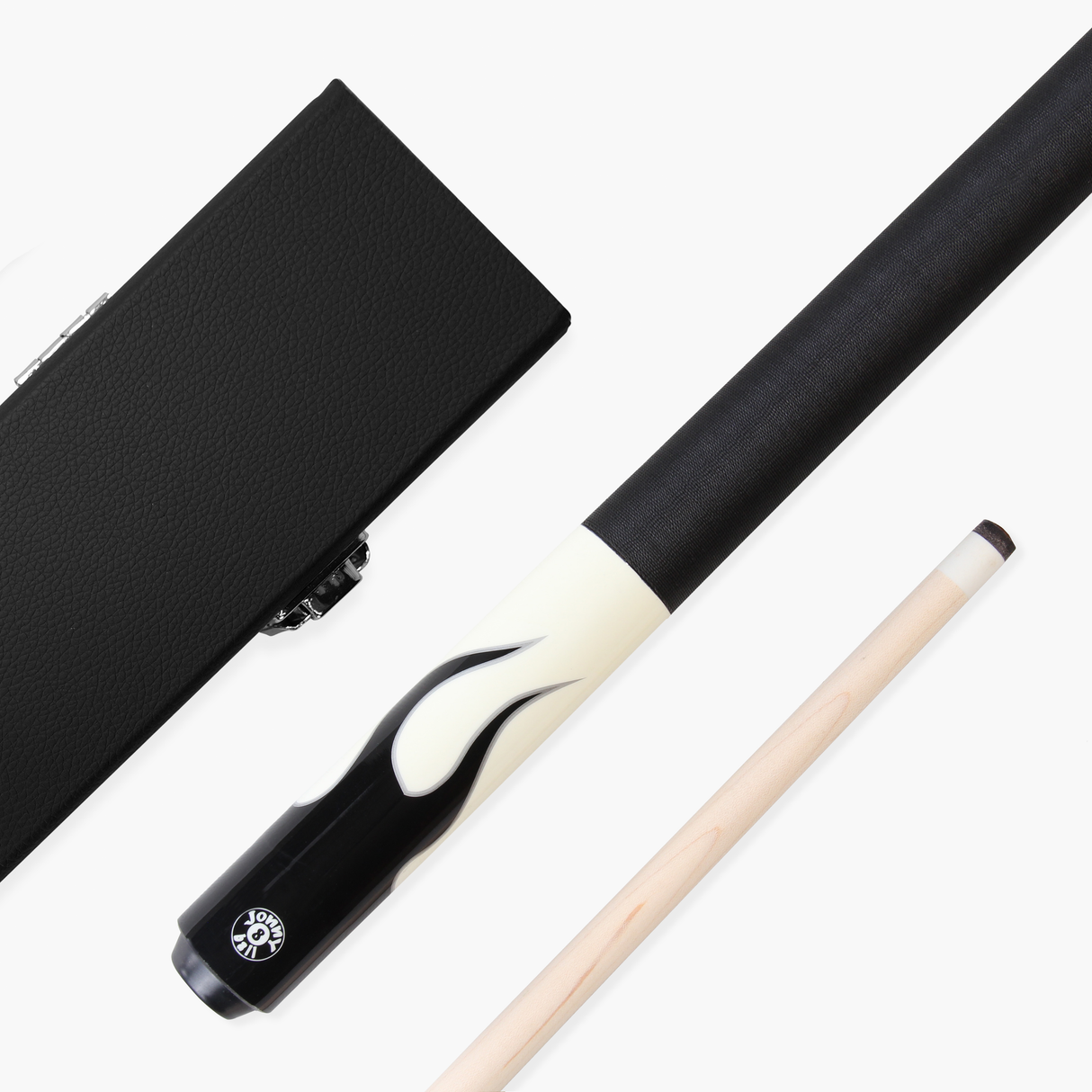 Jonny 8 Ball Flame 58" Maple Pool Snooker Cue with 11mm Tip and Hard Case