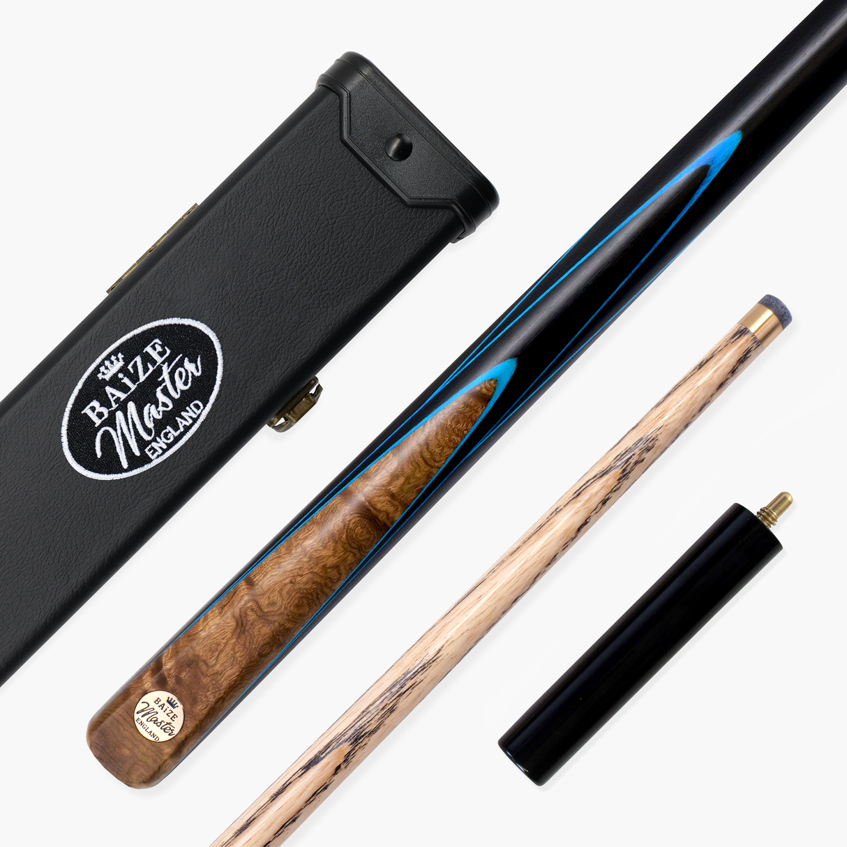 Baize Master Blue Marksman ¾ Joint English Pool Cue and Case Set with 8.5mm Baize Master Blue Pressed Tip