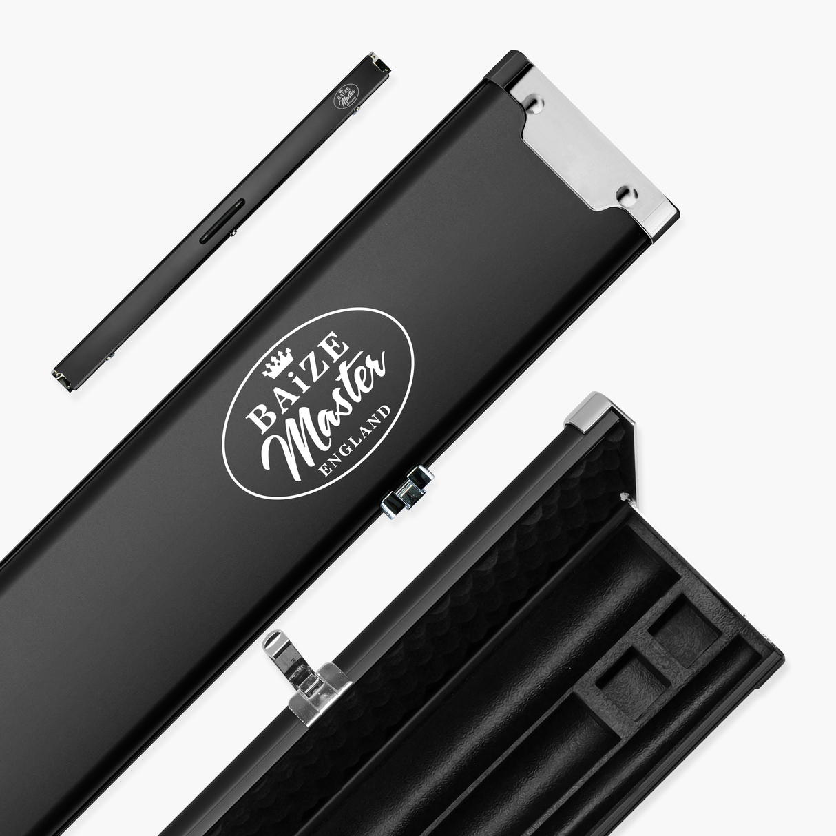 Baize Master Prestige 1 Piece Luxury Metal Cue Case - Holds 2 x 1 Piece Cues + Extensions + Accessories