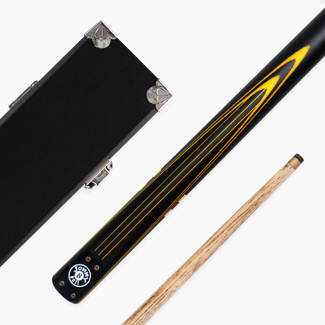 Jonny 8 Ball 57 Inch 3 Piece Length Adjustable Cue 9mm Tip - Shorten to 44 Inch + Black Reinforced Hard Case