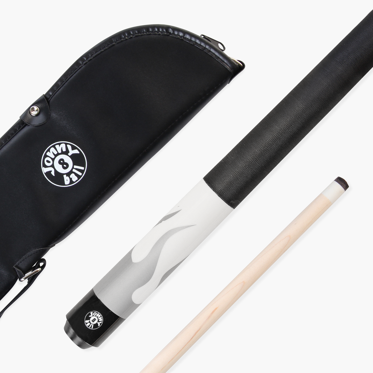 Jonny 8 Ball Flame 58" Maple Pool Snooker Cue with 11mm Tip and Heavy Duty Vinyl Soft Case