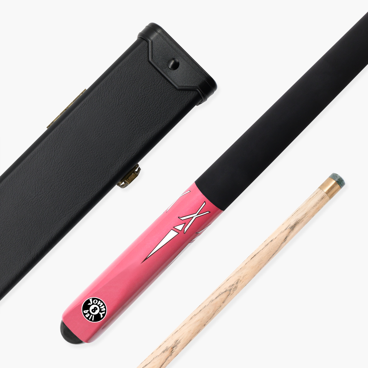 Jonny 8 Ball PINK TORPEDO 48 Inch 2 Piece Junior Kids Snooker Pool Cue and Hard Case Set 9.5mm Tip